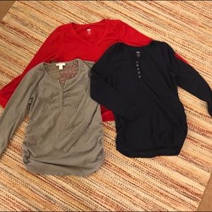 Set of 3 Maternity waffle Knit Tops